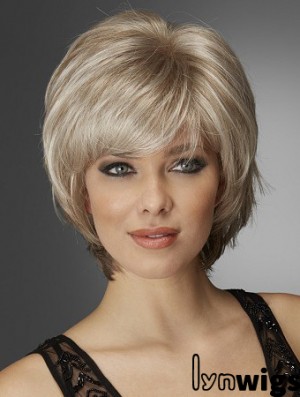 Wavy Chin Length Blonde 10 inch Monofilament Exquisite Bob Wigs