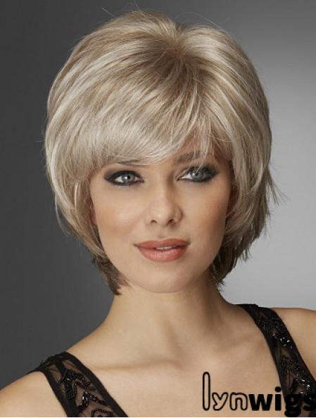 Wavy Chin Length Blonde 10 inch Monofilament Exquisite Bob Wigs