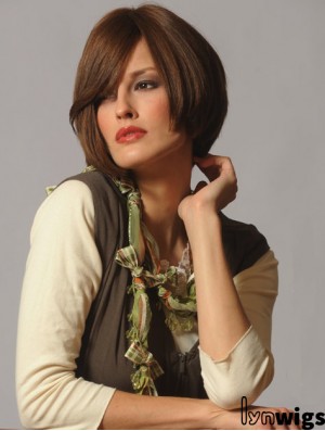 Straight Chin Length Brown 10 inch Capless Flexibility Bob Wigs