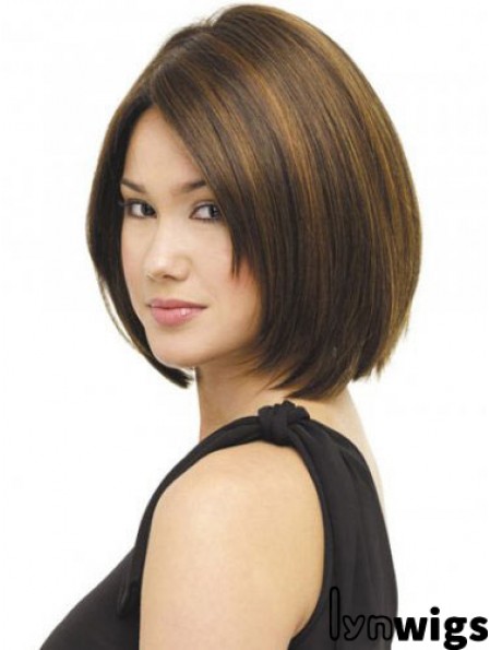 Capless Chin Length Straight Brown Beautiful Bob Wigs