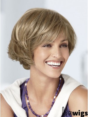 Capless Short Wavy Blonde Great Bob Wigs