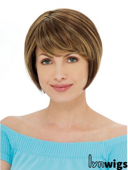 Capless Short Straight Auburn Ideal Bob Wigs