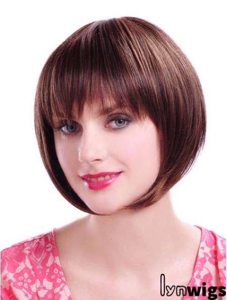 Capless Chin Length Straight Auburn Durable Bob Wigs