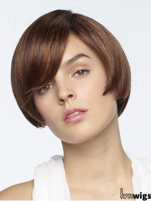 Straight Short Brown 6 inch Capless Ideal Bob Wigs