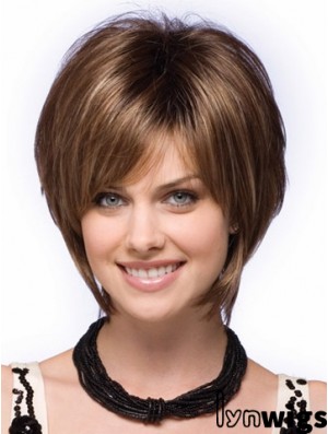 Capless Short Straight Brown Perfect Bob Wigs