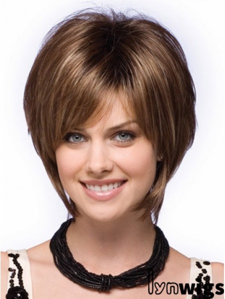 Capless Short Straight Brown Perfect Bob Wigs