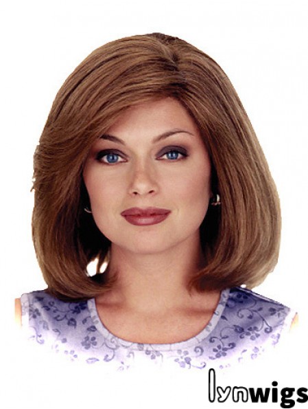 Straight Shoulder Length Auburn 12 inch 100% Hand-tied Ideal Bob Wigs