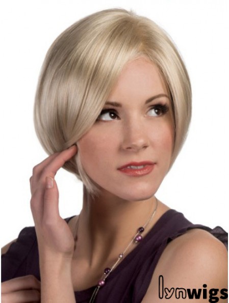 Capless Chin Length Straight Blonde Convenient Bob Wigs