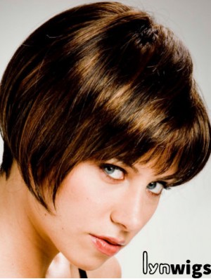 Straight Chin Length Brown 10 inch Capless Stylish Bob Wigs