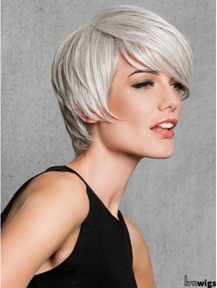 Capless Straight Short 8 inch Salt And Pepper Colour Wig