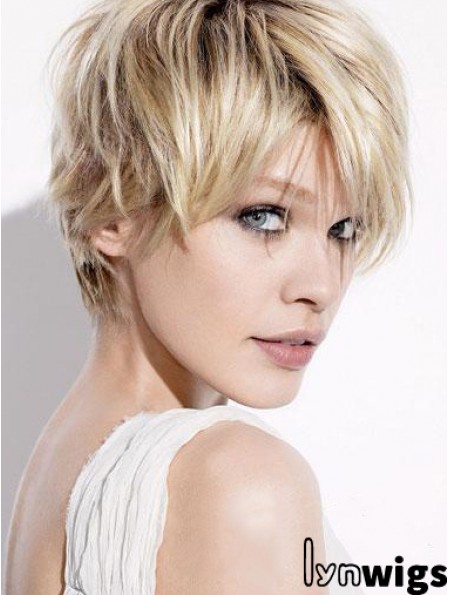 Short Blonde Wigs With Capless Straight Style Boycuts