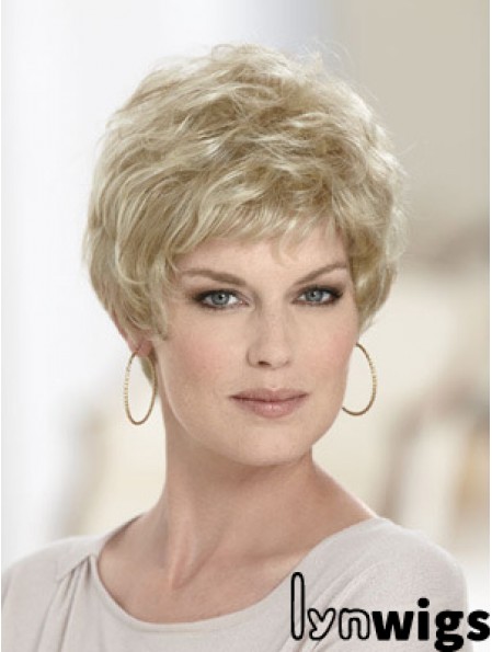 Boycuts Wavy Blonde Capless Discount Short Wigs