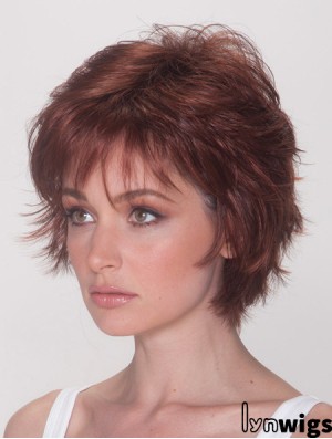 Best Wigs With Synthetic Capless Auburn Color Straight Style