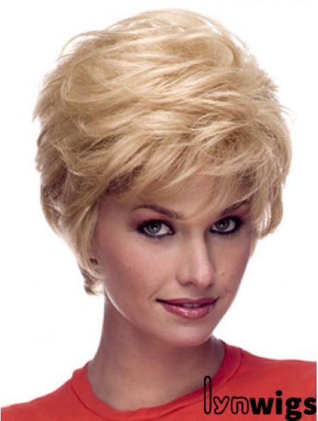 Wigs Human Hair Blonde Color Short Length Layered Cut