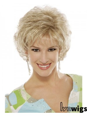 Blonde Curly Wig With Capless Short Length Classic Cut