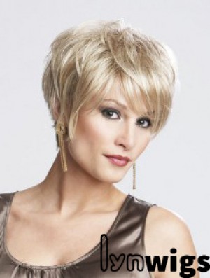 8 inch Sassy Straight Layered Blonde Short Wigs