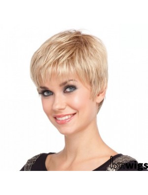 4 inch Cheapest Straight Boycuts Blonde Short Wigs