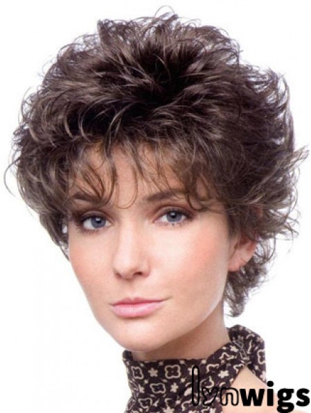 Heat Resistant Wigs Cropped Length Brown Color Layered Cut