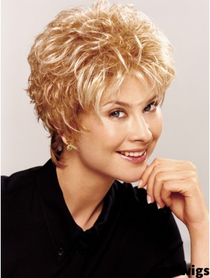 Durable Wavy Boycuts Short Beautiful Blonde Synthetic Wigs