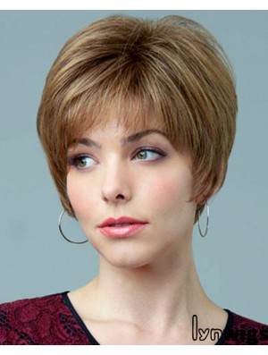 5.5 inch Natural Straight Boycuts Auburn Short Wigs