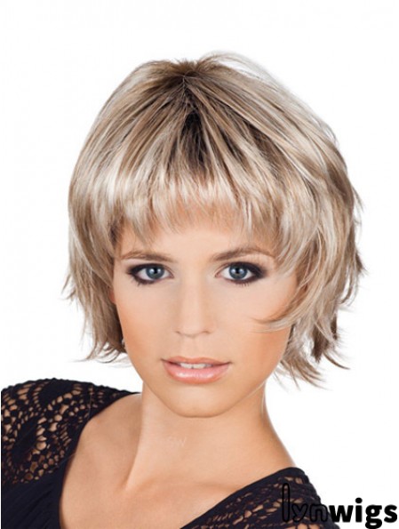 Ladies Bob Style Wigs With Capless Chin Length Blonde Color