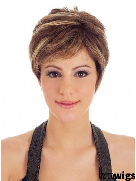 Boycuts Straight Brown Capless Trendy Short Wigs