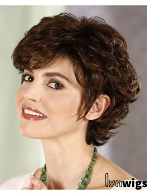 Curly Layered Cropped Sassy Brown Synthetic Wigs