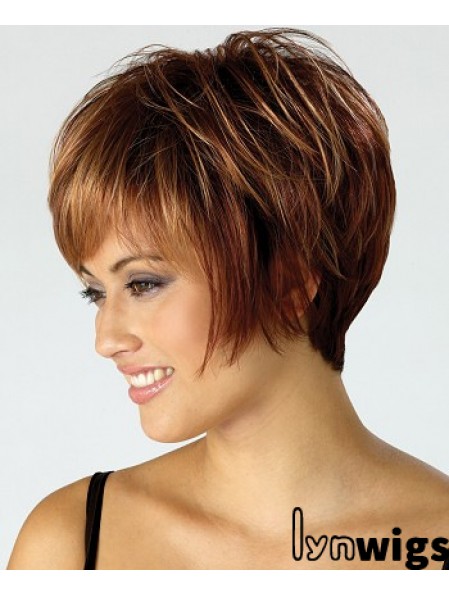 Cheap Wig With Capless Synthetic Cropped Length Brown Color Boycuts