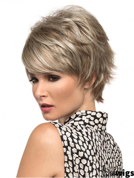 8 inch Suitable Wavy Boycuts Blonde Short Wigs