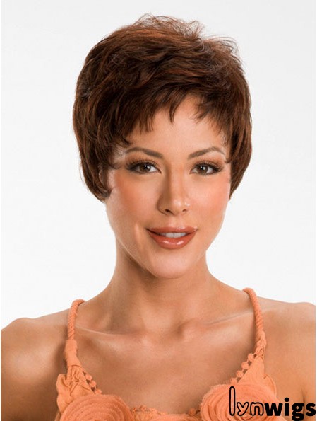 Boycuts Straight Auburn Capless Comfortable Short Wigs