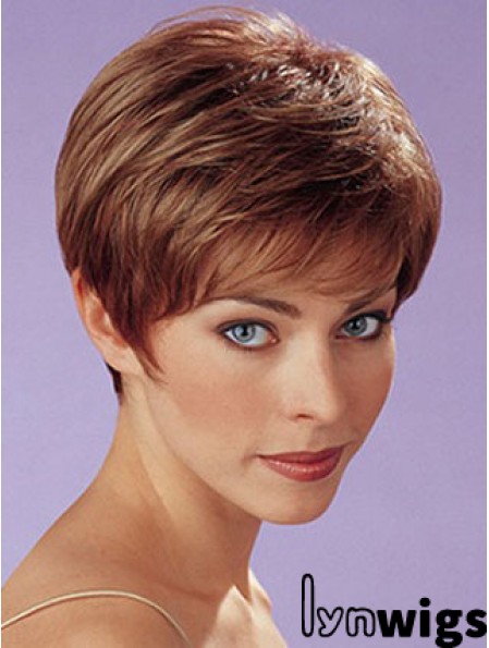 Auburn Synthetic Straight Cropped Capless Boycuts Ladies Wigs UK