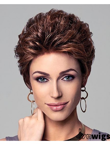 Short Curly Wig With Capless Cropped Length Layered Cut