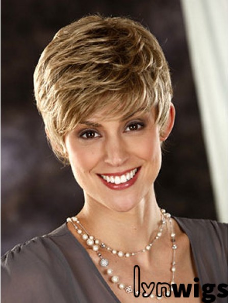 Wavy Boycuts Cropped Fashionable Blonde Synthetic Wigs