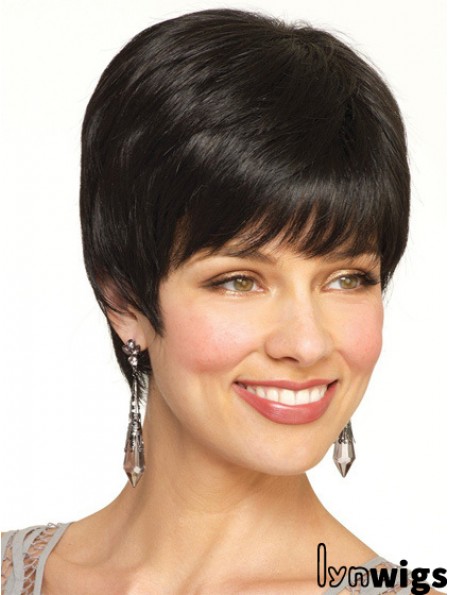 Boycuts Straight Black Capless Popular Short Wigs