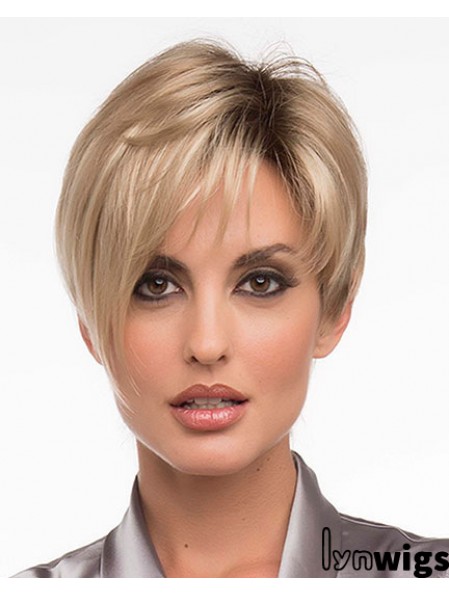 6 inch Suitable Straight Layered Blonde Short Wigs