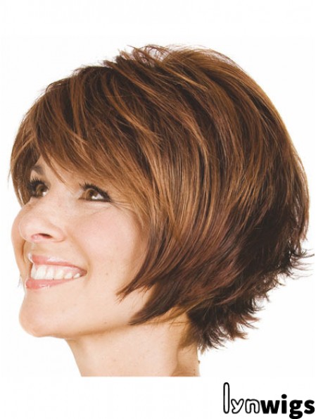 Bobs Wavy Brown Capless Convenient Short Wigs