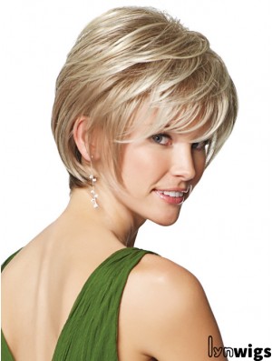 9 inch Cheap Straight Layered Blonde Short Wigs