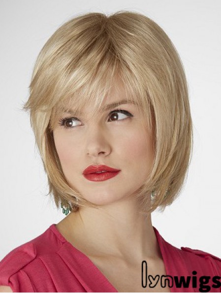 10 inch Natural Straight Bobs Blonde Short Wigs