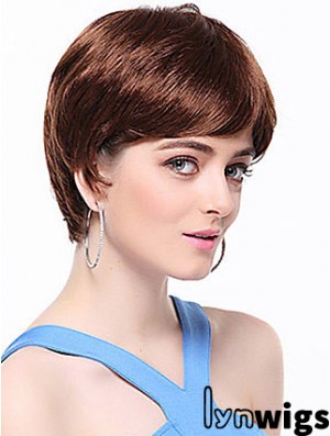 Boycuts Straight Auburn Capless Top Short Wigs