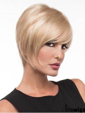 8 inch Discount Straight Layered Blonde Short Wigs