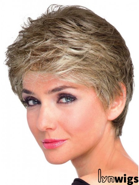 Boycuts Wavy Brown Capless Natural Short Wigs