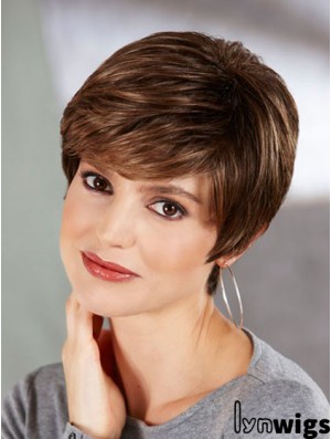 Boycuts Straight Brown Capless Perfect Short Wigs