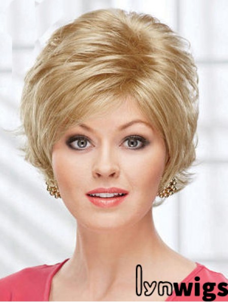 8 inch Beautiful Wavy Layered Blonde Short Wigs