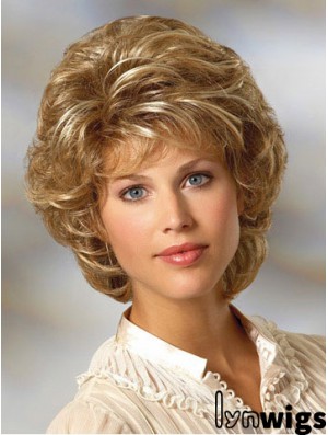 Curly Blonde Wig Classic Cut Chin Length With Capless