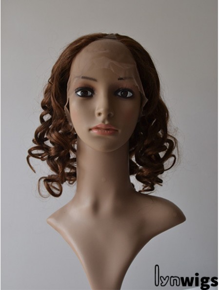 12 inch Lace Front Curly Brown Convenient U Part Wigs