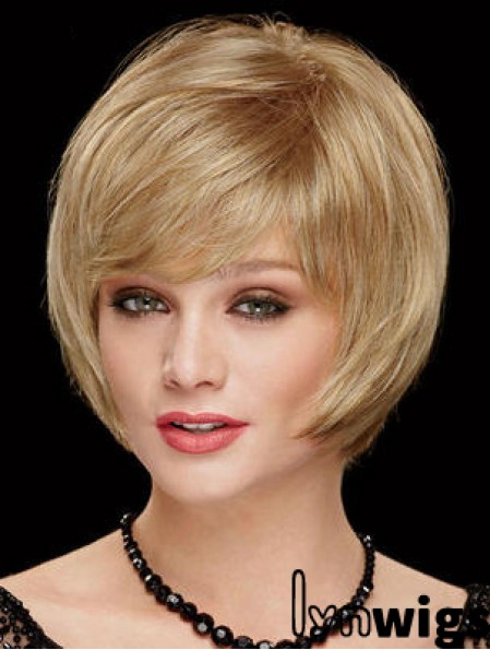 Chin Length Bobs 8 inch Straight Blonde Medium Wigs