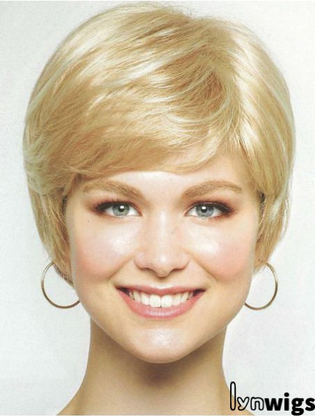 Chin Length Layered 8 inch Straight Blonde Medium Wigs