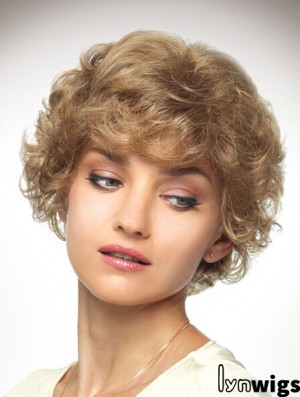 Chin Length Layered 10 inch Curly Blonde Medium Wigs