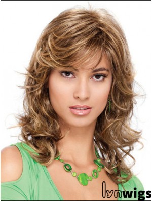 Popular Curly Blonde Shoulder Length Classic Medium Wigs