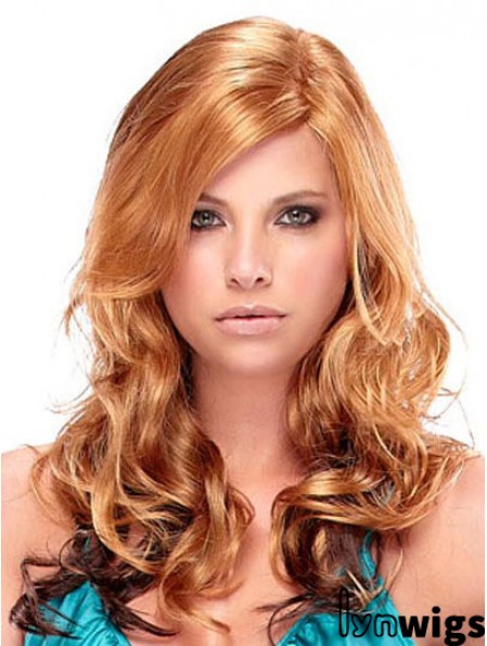 Fashion Auburn Curly With Bangs Capless Long Wigs